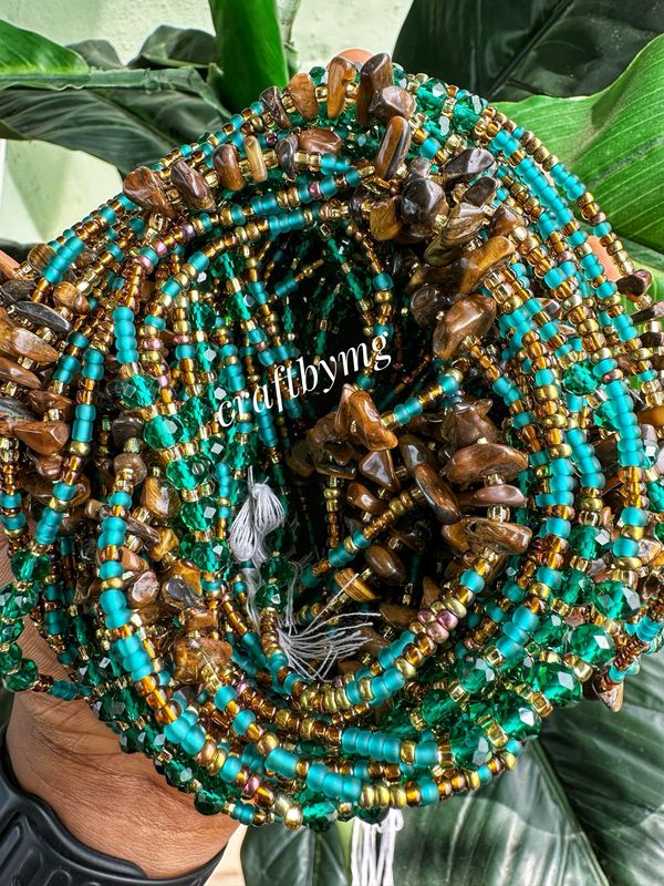 EMERALD EARTH Waistbeads -Tigerstone- Luxe