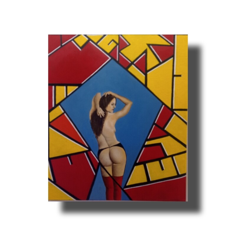 QUADRO MODERNO ASTRATTO GEOMETRICO - NUDO FEMMINILE