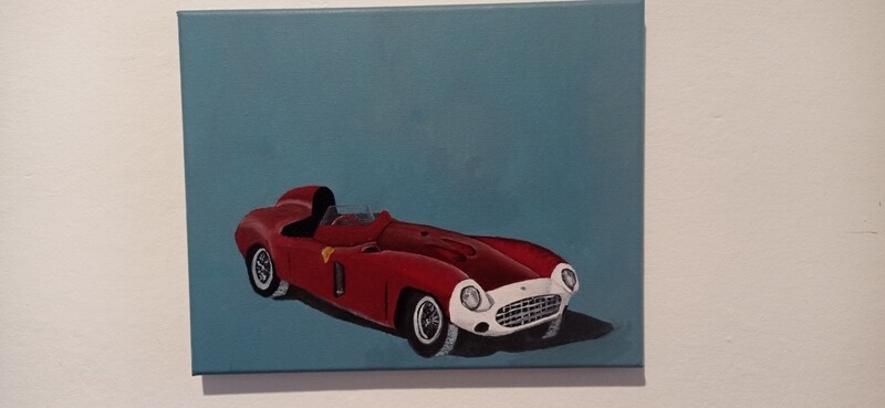 QUADRO FERRARI D&#39;EPOCA - OLIO SU TELA DIPINTO A MANO