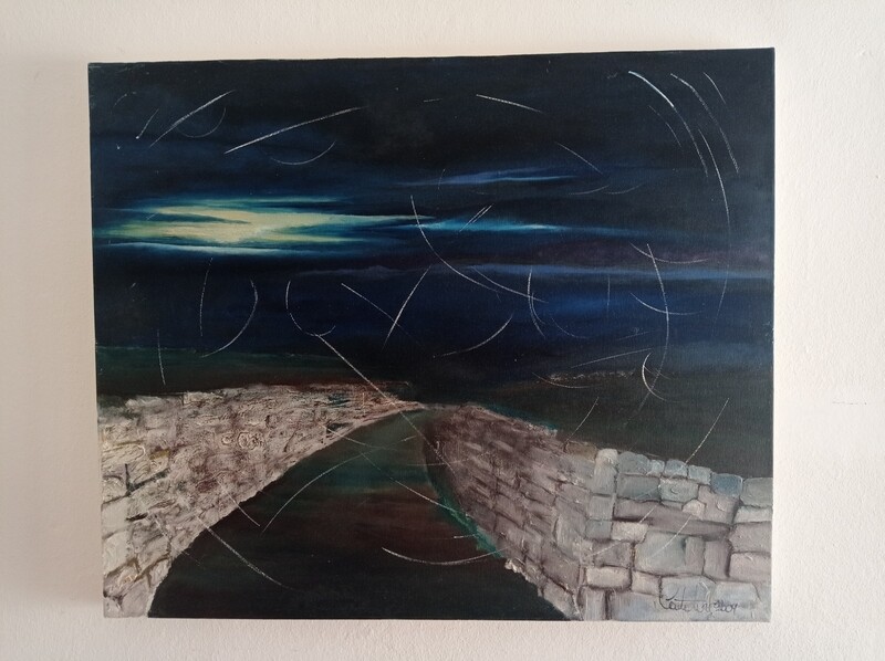 QUADRO PAESAGGIO NOTTURNO - OLIO SU TELA 