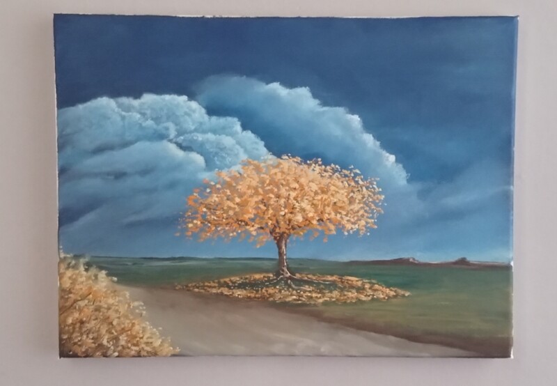 Quadro albero della vita giallo