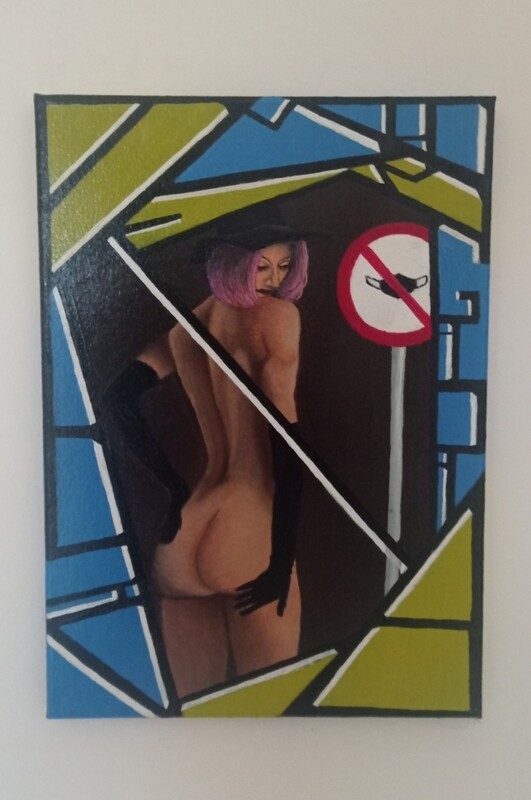 Quadro nudo di donna astratto geometrico