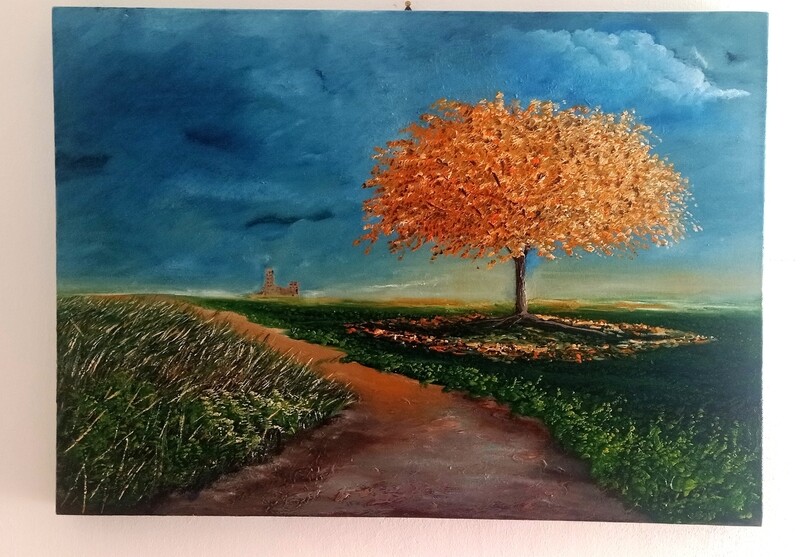 Quadro paesaggio di campagna con strada