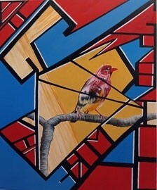 Stampa quadro Fringuello Fragola