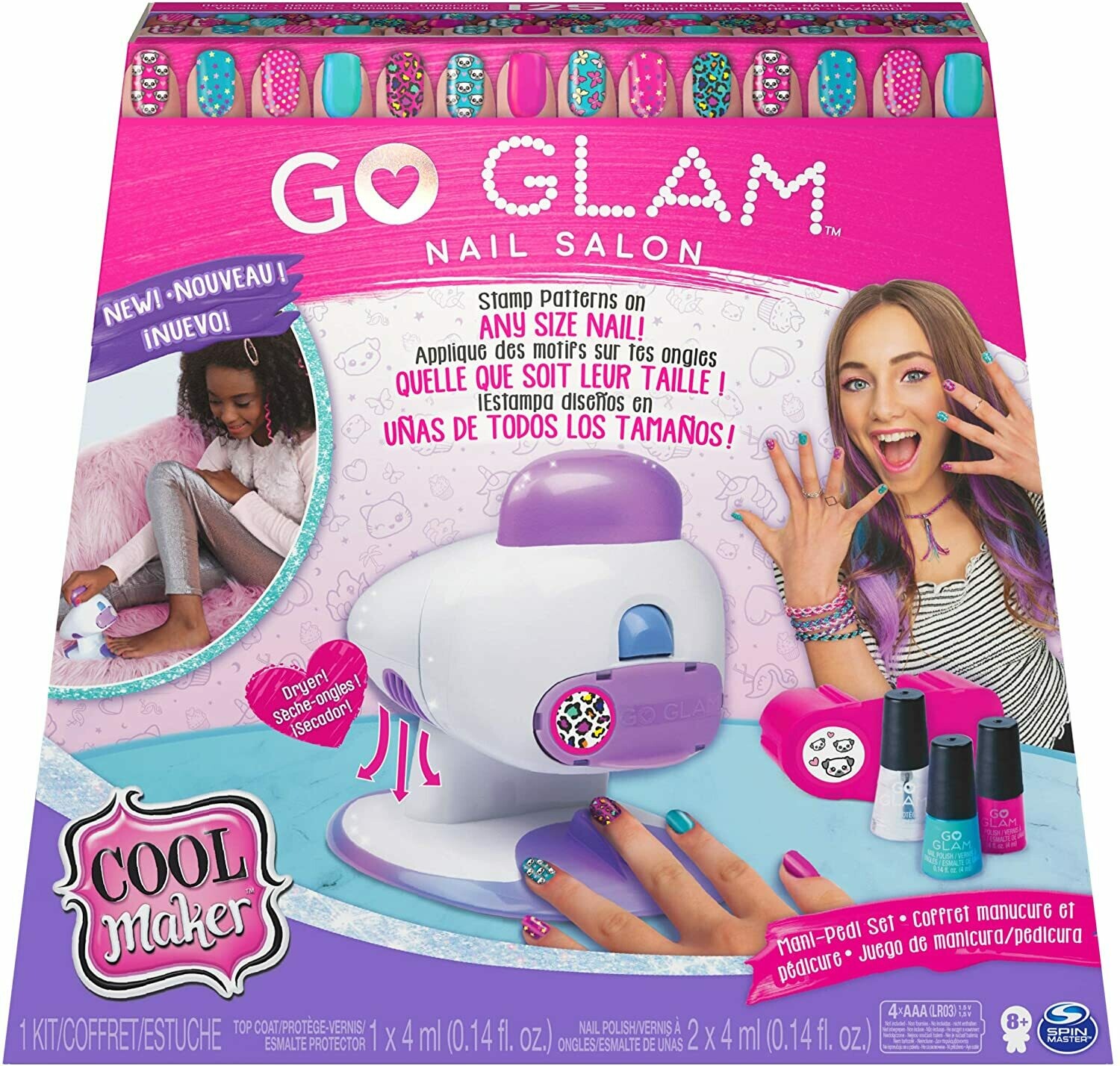 Go Glam Macchina Decora Unghie per Manicure e Pedicure, con 5 Decorazioni e Ventolina, Dagli 8 Anni