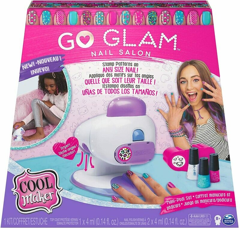 Go Glam Macchina Decora Unghie per Manicure e Pedicure, con 5 Decorazioni e Ventolina, Dagli 8 Anni