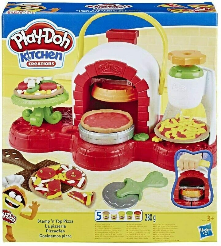 Play-Doh-La Pizzeria (playset con 5 vasetti di pasta da modellare), Multicolore