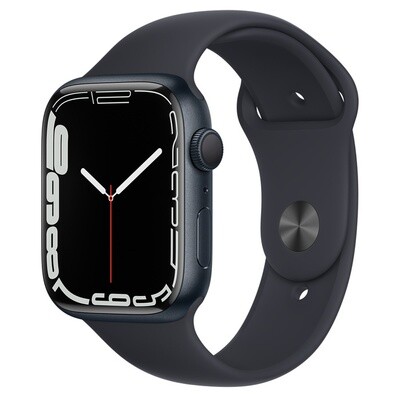 Apple Watch Series 7 (GPS + Cellular) • 45‑mm kast van inktblauw aluminium • Sportbandje - Middernacht