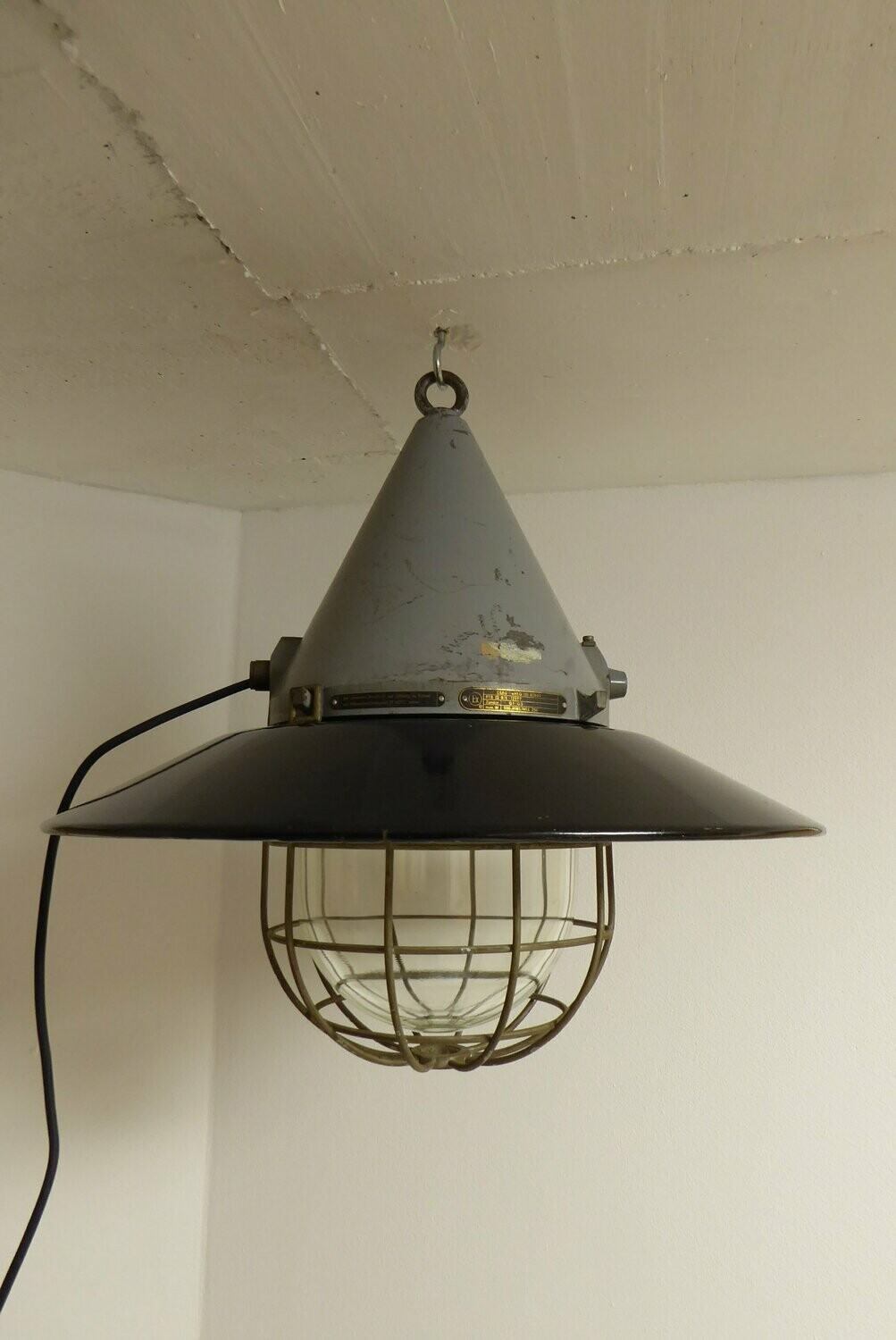 Vintage/Antik Stil Industrie Reproduktion Retro Metall Lampenschirm mit Emaille blau Finish