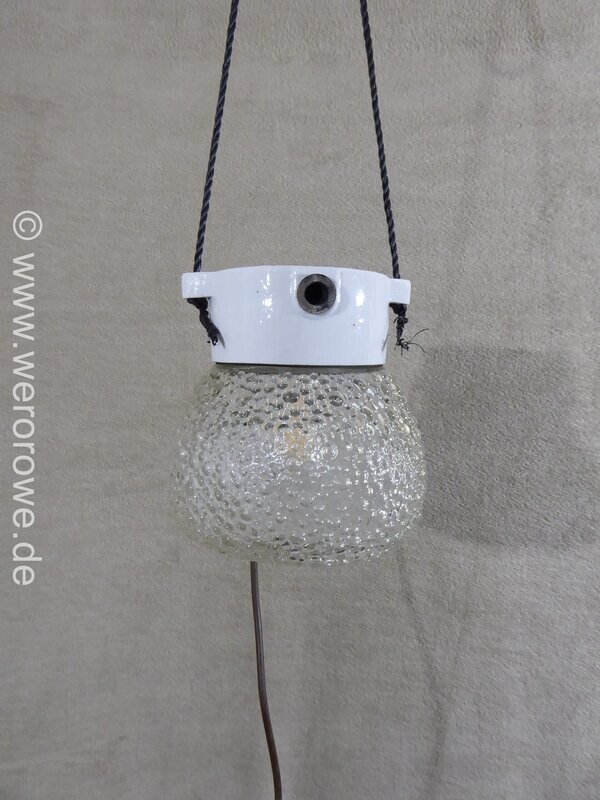 Alte große DDR Bubble Glaslampe Porzellanlampe Glas Porzellan