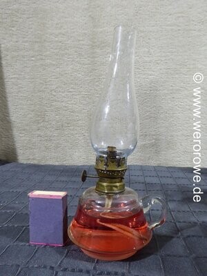 Alte kleine Petroleumlampe 3''' Flachbrenner J.C. Giessing Öllampe
