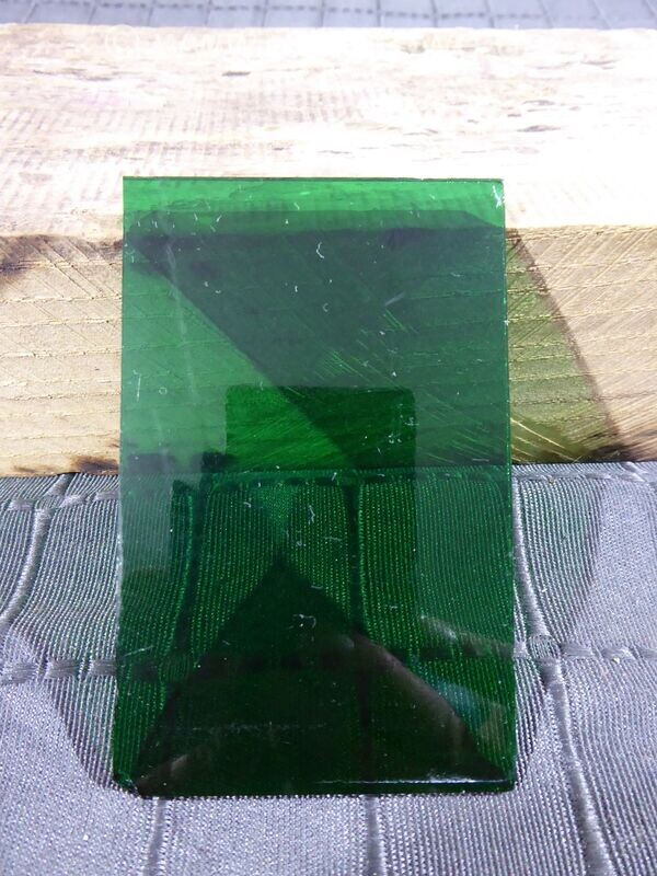 Karbidlampe Glas Glasscheibe grün DR DB 57,5 x 91 mm