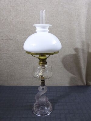 Old antique Baccarat France Oil Kerosene Glass Lamp Petroleumlampe Petroleum Alt