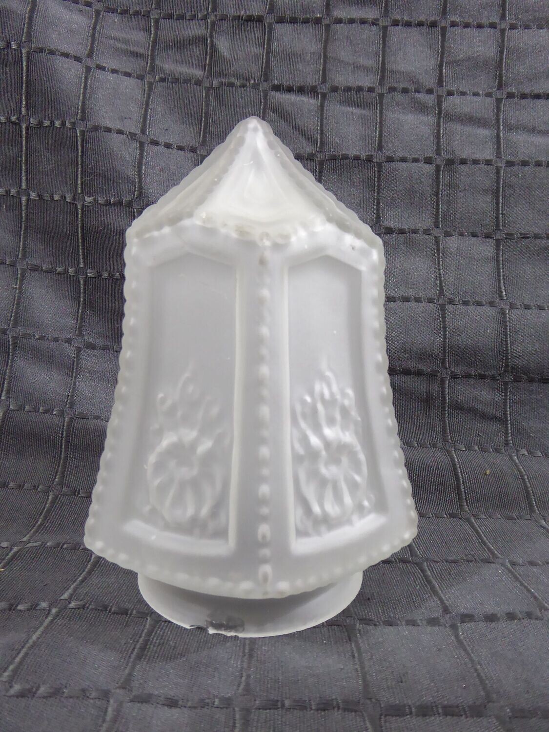 Jugendstil Glas Lampenschirm grau weiß satiniert Alt Antik Stil Lampenglas Glasschirm Ersatzglas