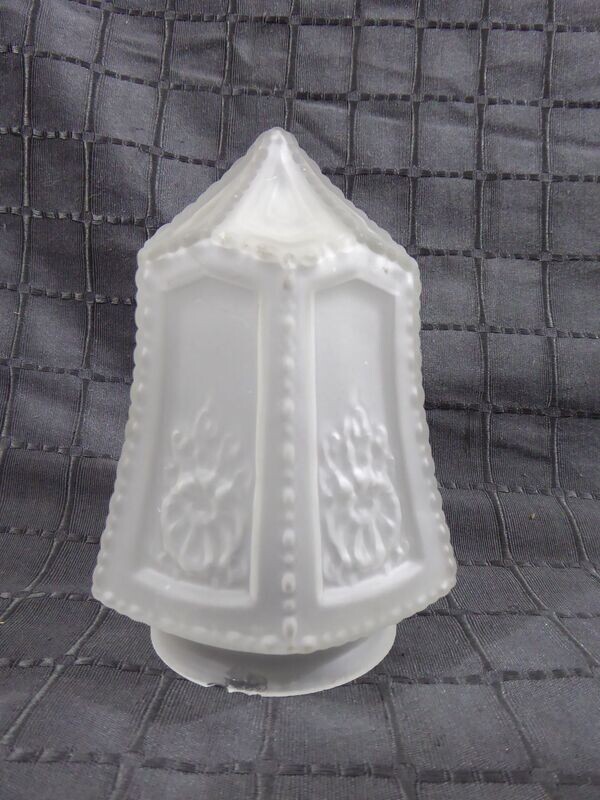 Jugendstil Glas Lampenschirm grau weiß satiniert Alt Antik Stil Lampenglas Glasschirm Ersatzglas