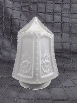 Jugendstil Glas Lampenschirm grau weiß satiniert Alt Antik Stil Lampenglas Glasschirm Ersatzglas