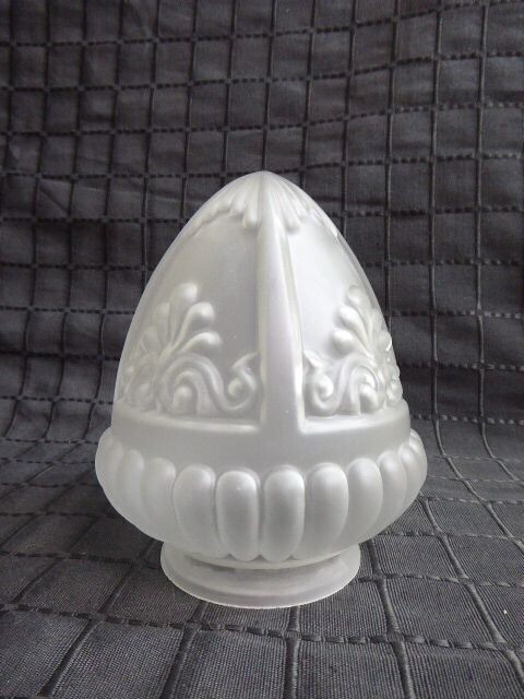 Jugendstil Glas Lampenschirm grau weiß satiniert Alt Antik Stil Lampenglas Glasschirm Ersatzglas