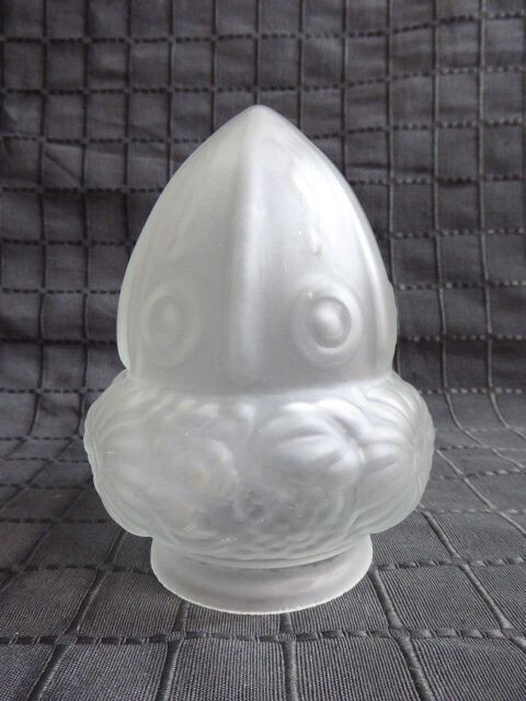 Jugendstil Glas Lampenschirm grau weiß satiniert Alt Antik Stil Lampenglas Glasschirm Ersatzglas Reliefglas