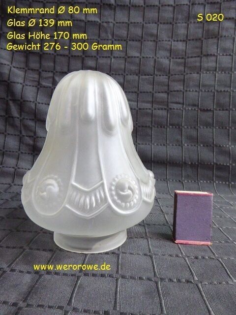 Jugendstil Glas Lampenschirm grau weiß satiniert Alt Antik Stil Lampenglas Glasschirm Ersatzglas Reliefglas