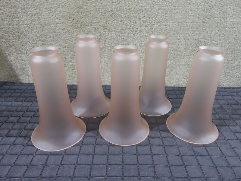 Alte Art Deco matt satiniert rosa rosé Glas Lampenschirme Lampenglas Tulpe Trichter Blüte