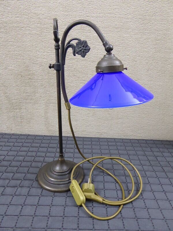 Messinglampe Sekretärleuchte Tischlampe Antik Stil Tischleuchte E14