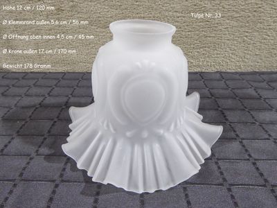 Glas Lampenschirm Tulpe Lampenglas Ersatzglas weiß Grau satiniert Antik Stil Jugendstil Tulpenglas