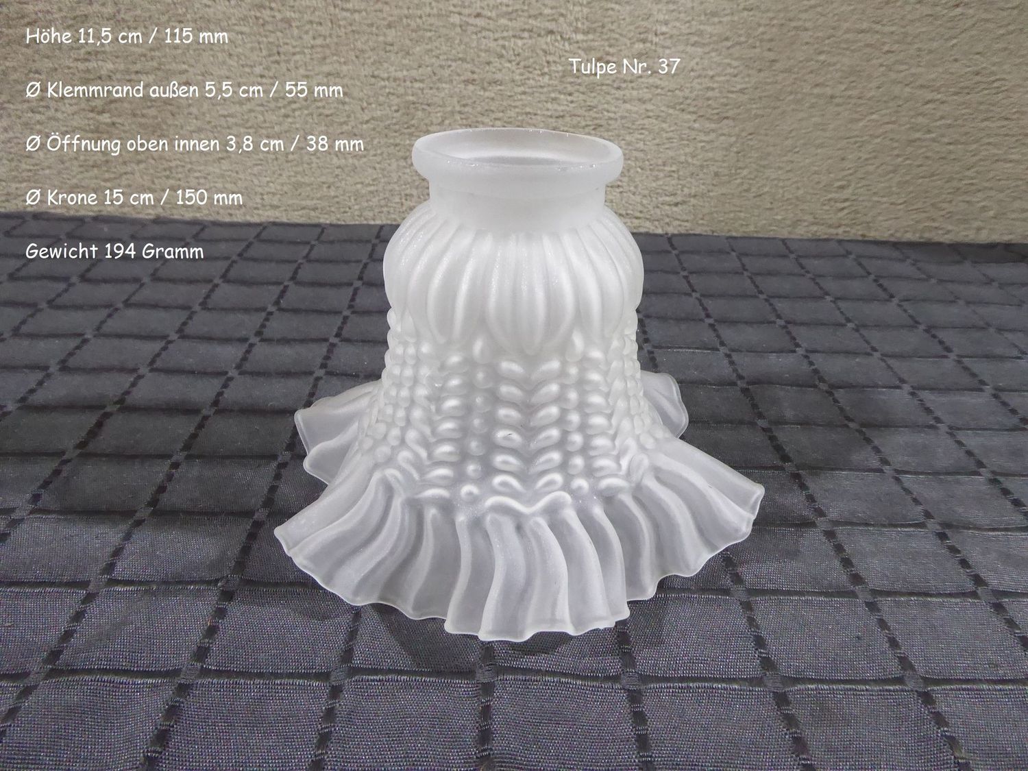 Glas Lampenschirm Tulpe Lampenglas Ersatzglas weiß Grau satiniert Antik Stil Jugendstil Tulpenglas