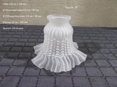 Glas Lampenschirm Tulpe Lampenglas Ersatzglas weiß Grau satiniert Antik Stil Jugendstil Tulpenglas