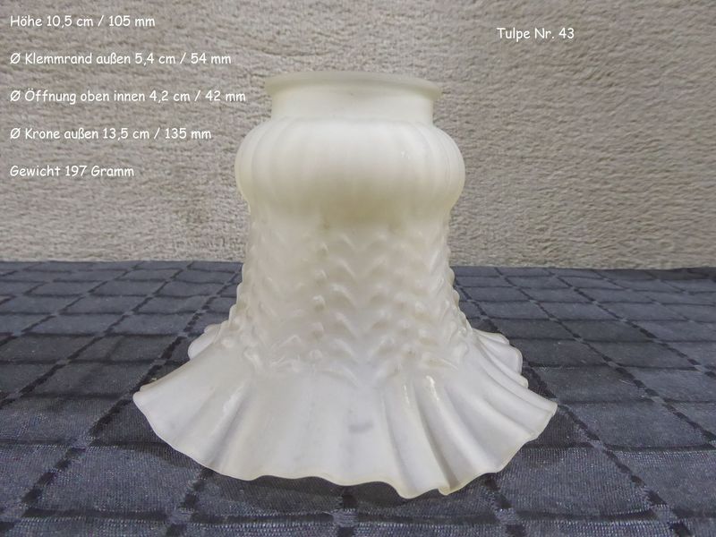 Glas Lampenschirm Tulpe Lampenglas Ersatzglas weiß Grau satiniert Antik Stil Jugendstil Tulpenglas