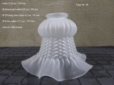 Glas Lampenschirm Tulpe Lampenglas Ersatzglas weiß Grau satiniert Antik Stil Jugendstil Tulpenglas
