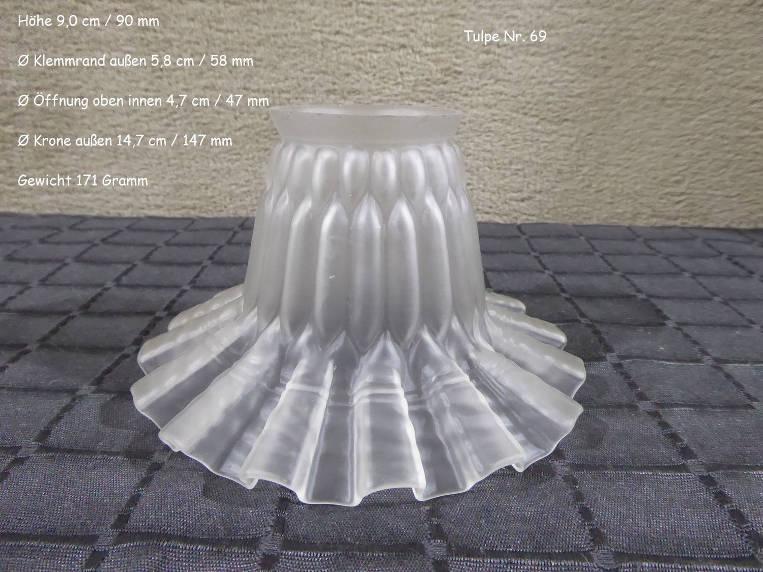 Glas Lampenschirm Tulpe Lampenglas Ersatzglas weiß Grau satiniert Antik Stil Jugendstil Tulpenglas