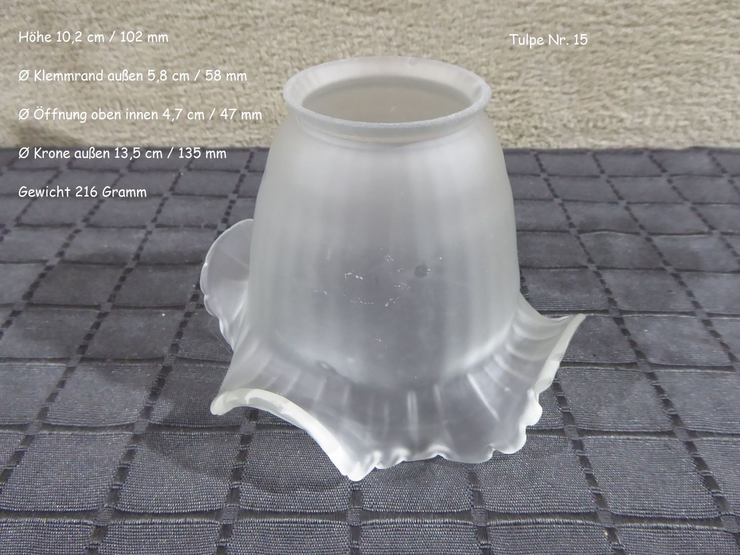 Glas Lampenschirm Tulpe Lampenglas Ersatzglas weiß Grau satiniert Antik Stil Jugendstil Tulpenglas