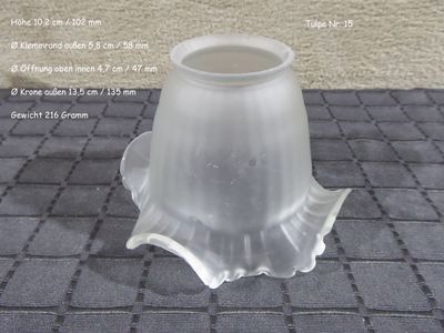 Glas Lampenschirm Tulpe Lampenglas Ersatzglas weiß Grau satiniert Antik Stil Jugendstil Tulpenglas