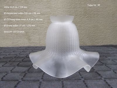 Glas Lampenschirm Tulpe Lampenglas Ersatzglas weiß Grau satiniert Antik Stil Jugendstil Tulpenglas