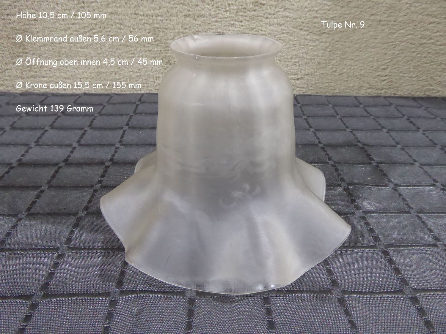 Glas Lampenschirm Tulpe Lampenglas Ersatzglas weiß Grau satiniert Antik Stil Jugendstil Tulpenglas