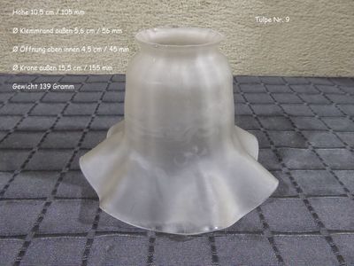 Glas Lampenschirm Tulpe Lampenglas Ersatzglas weiß Grau satiniert Antik Stil Jugendstil Tulpenglas