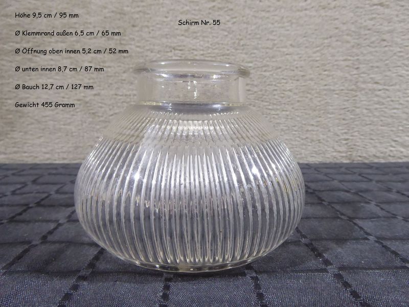 Holophane Glas Lampenschirm Lampenglas gerippt geriffelt Prismatisches Glasschirm Alt Antik Jugendstil