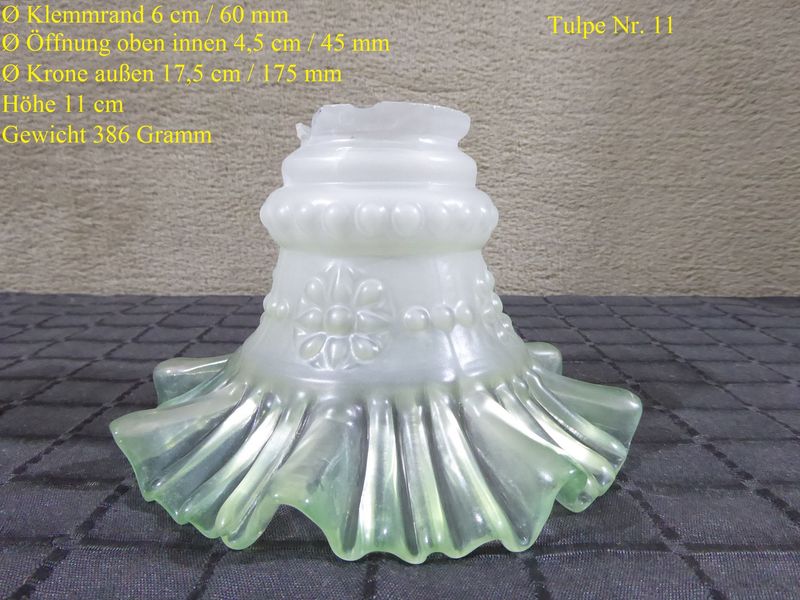 Jugendstil Glas Lampenschirm Tulpe Lampenglas Grün Weiß Matt Lampenglas Glasschirm Alt Antik Stil