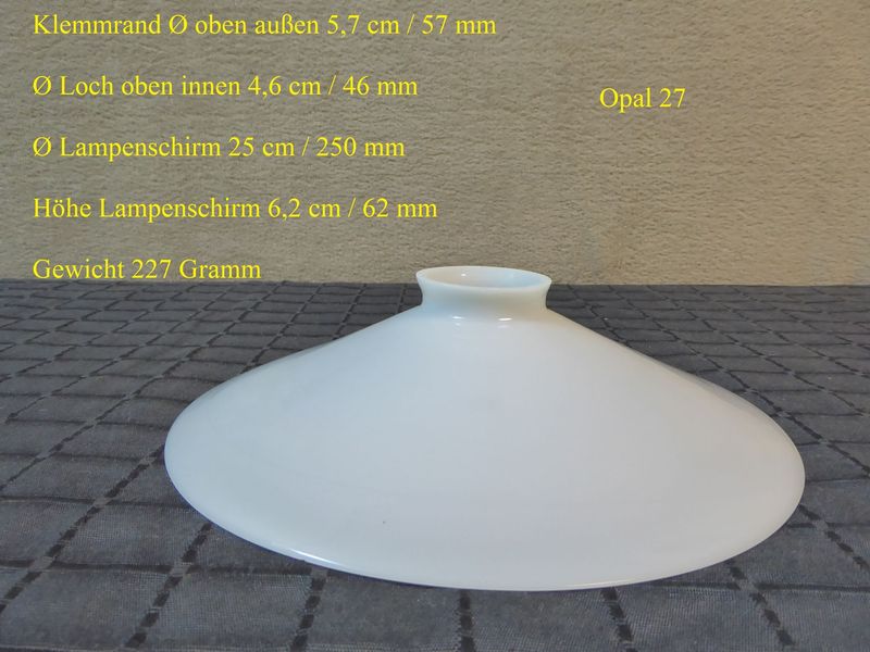 Glas Lampenschirm Opalglas Alt Antik Jugendstil Art Deco Milchglas Lampenglas Ø 57 x 250 mm