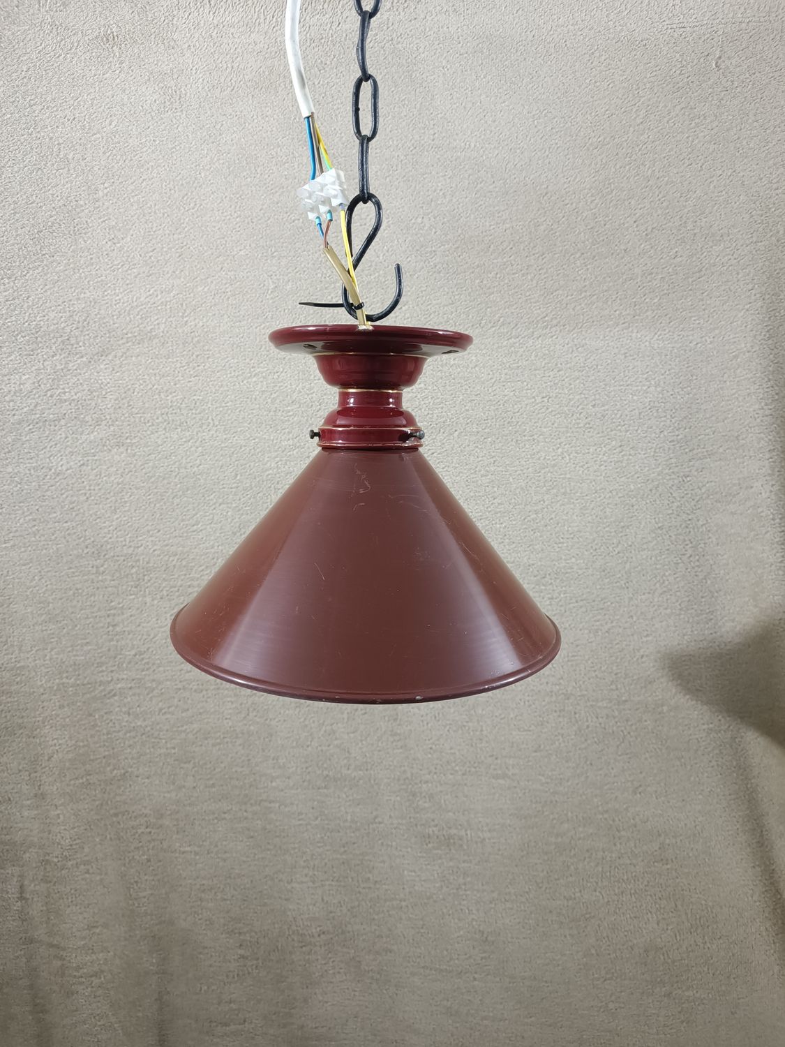 Alte Emaille Blechlampe Metalllampe Braun Rot Küchenlampe Stalllampe