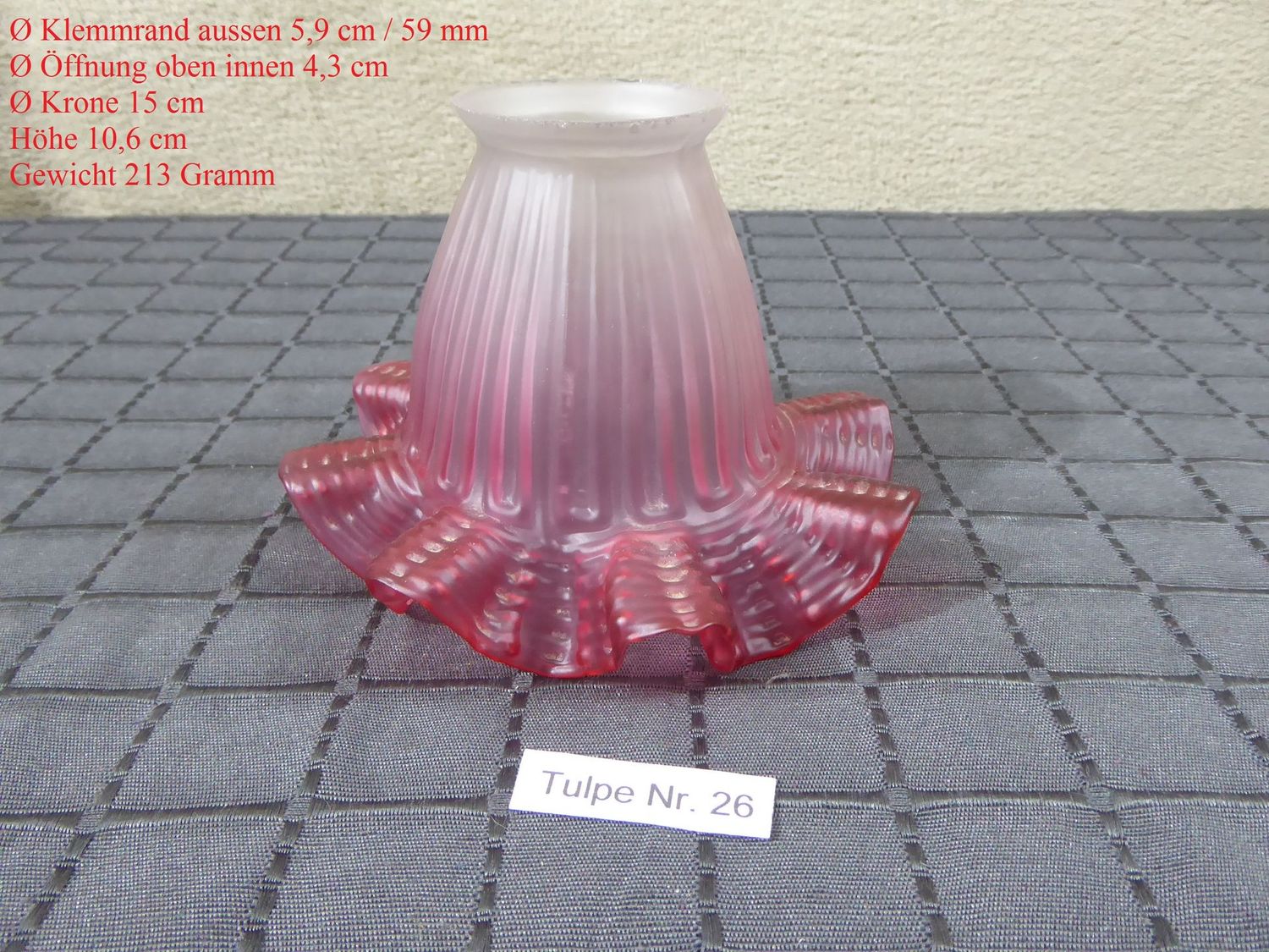 Tulpenlampenschirm Tulipe Glas Lampenschirm Tulpe Ersatzglas Rot Satiniert Alt Antik Jugendstil