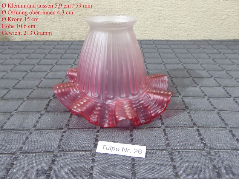 Tulpenlampenschirm Tulipe Glas Lampenschirm Tulpe Ersatzglas Rot Satiniert Alt Antik Jugendstil