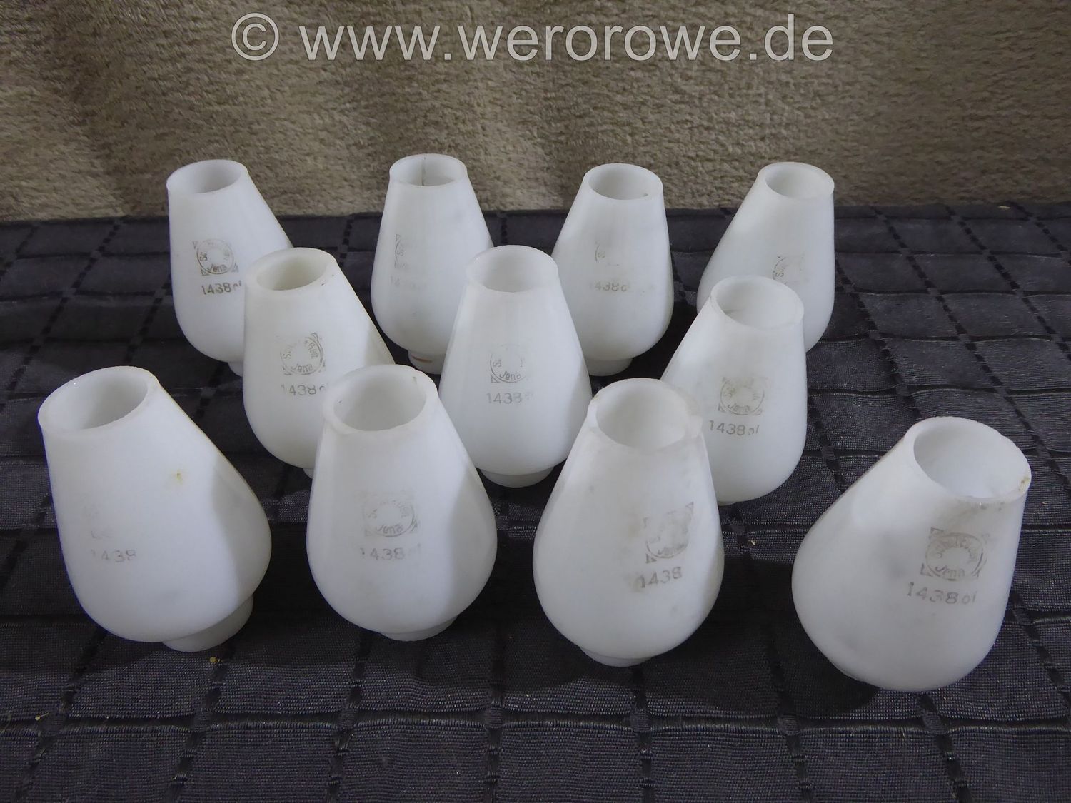 Schott & Gen Jena 1438 oL Glühlichtzylinder Glaszylinder Tulpe Tulpenglas Milchglas