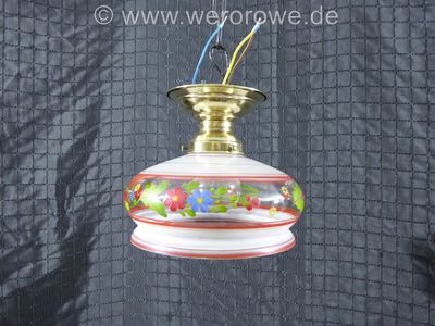 Deckenlampe Glaslampe D.R.G.M. Alt Antik Messing Baldachin Handbemalt