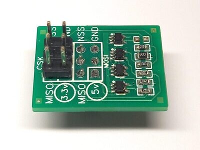 Logic level shifter for SPI, 3.3 V ↔ 5 V. (only for 3,3V Arduino boards) Logic level shifter for SPI, 3.3 V ↔ 5 V. (only for 3,3V Arduino boards)