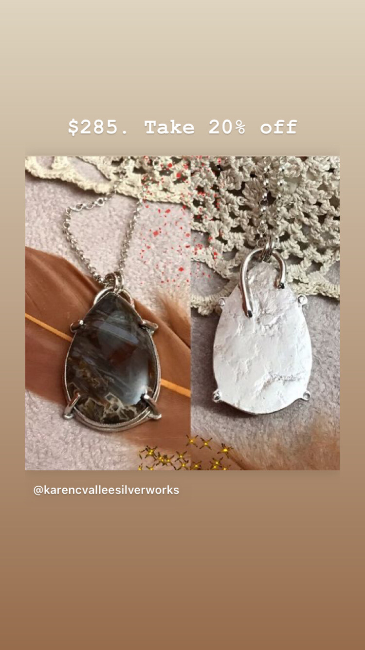 Sagenitic Agate Pendant Necklace in Sterling