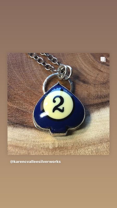 Spades pool ball cabochon Pendant