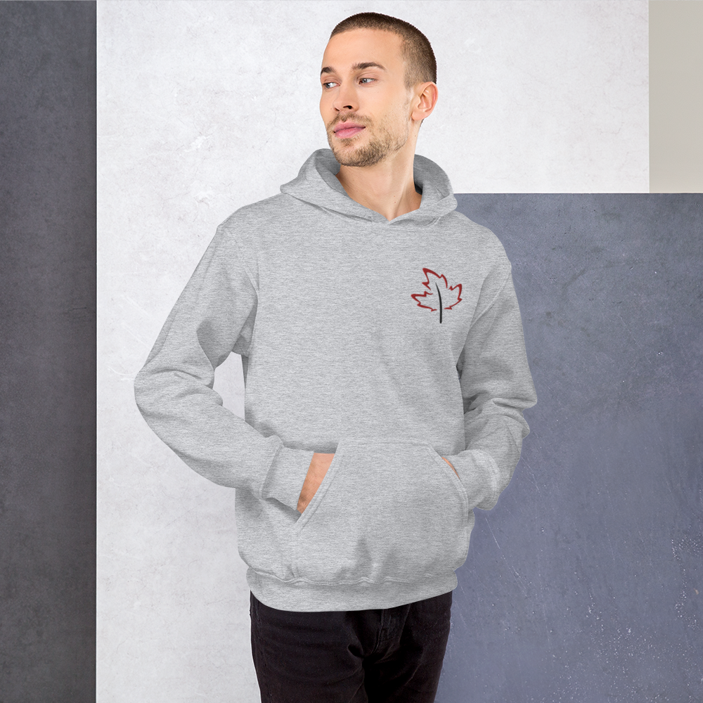 Quietly Canadian™ Embroidered Windy Leaf Unisex Hoodie