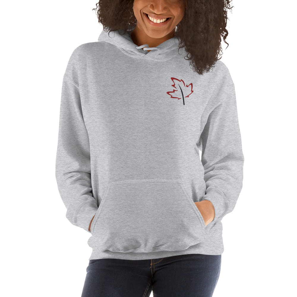 Quietly Canadian™ Embroidered Windy Leaf Unisex Hoodie