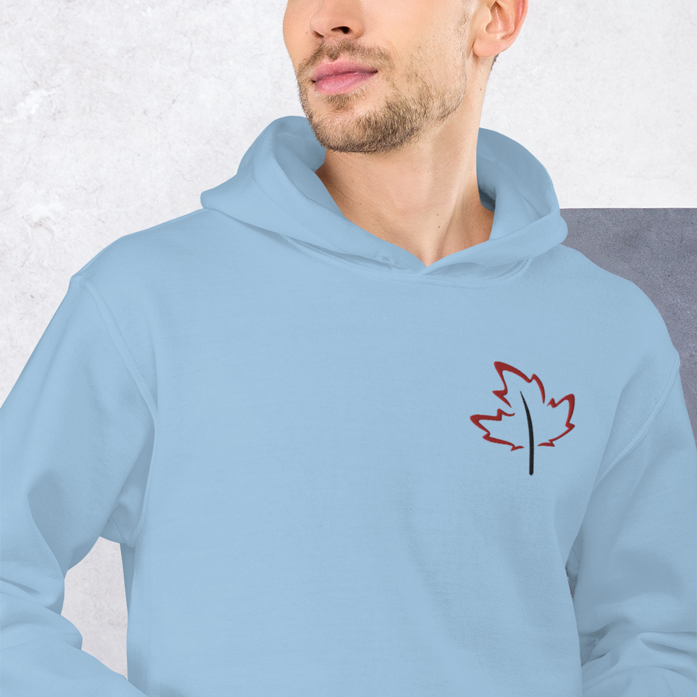 Quietly Canadian™ Embroidered Windy Leaf Unisex Hoodie